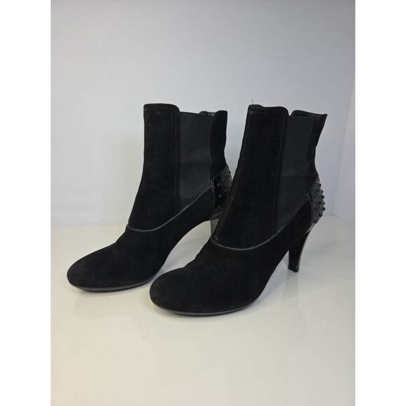 TOD'S Black Suede Heels ankle boots US 7 / EU 37.5 Pull on Booties - Picture 1 of 14
